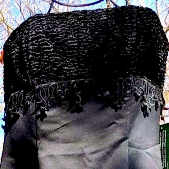 JESSICA McCLINTOCK MIDNIGHT BLACK STRAPLESS VELVET TRIM GOWN 10 NWT - Picture 2 of 16